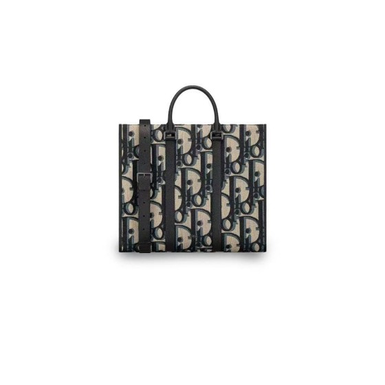 ¥560 【Dior】⭐⭐232⭐Y 单肩斜挎手提包 男款 拼黑色 尺寸41×34 金贝壳