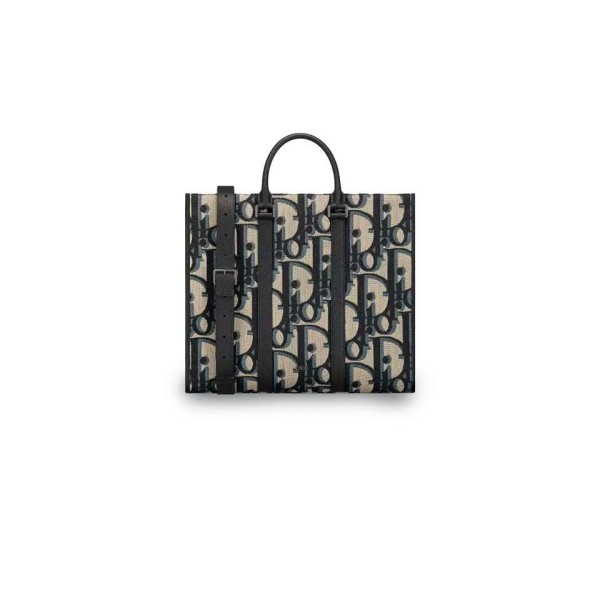 ¥560 【Dior】⭐⭐232⭐Y 单肩斜挎手提包 男款 拼黑色 尺寸41×34 金贝壳
