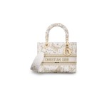 ¥820 【Dior】⭐⭐01⭐E 单肩斜挎手提包 中号 女款 金色拼白色 大权