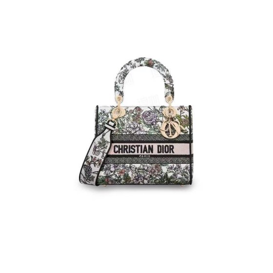 ¥820 【Dior】⭐⭐Z2⭐0E 单肩手提包 中号 女款 白色拼多色 大权